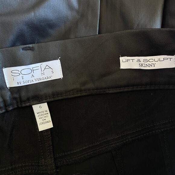 NEW SOFIA JEANS Lift & Sculpt Skinny Super High Rise Faux Leather Pants Black 6 - Picture 4 of 5